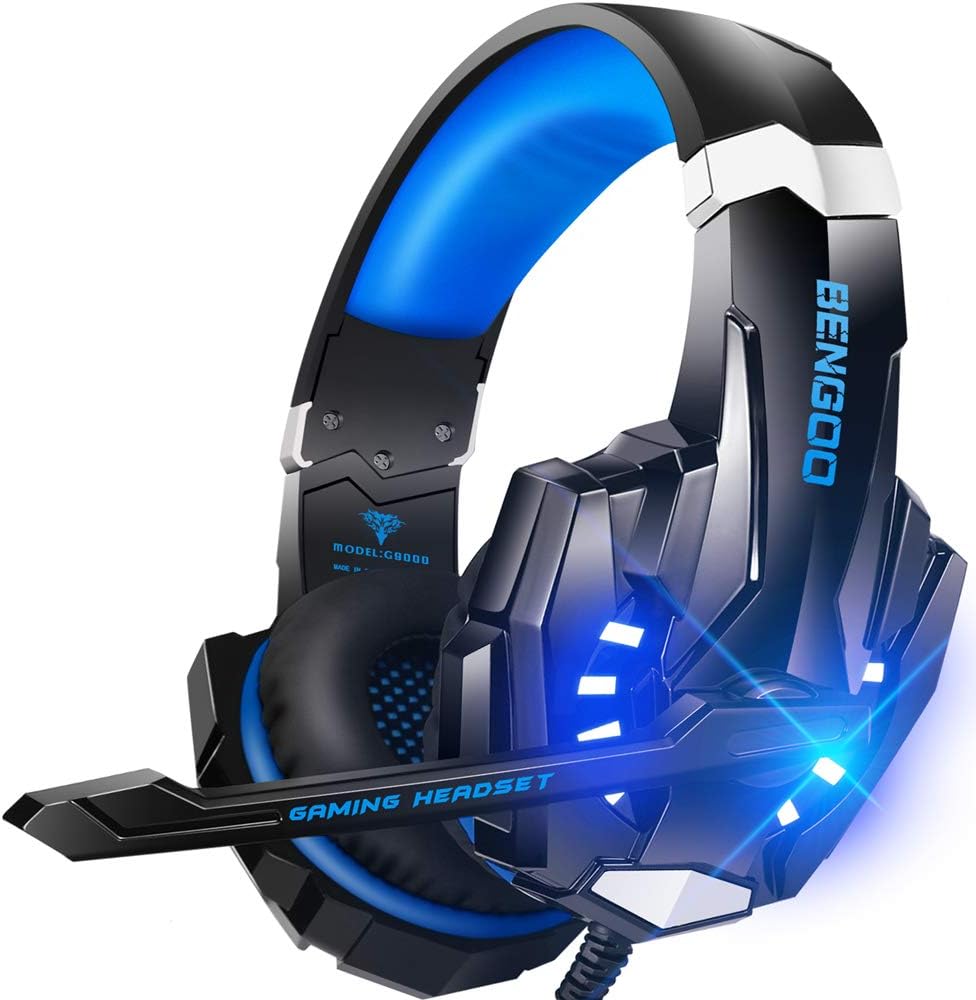 BENGOO G9000 Stereo Gaming Headset for PS4 PC Xbox One PS5 Controller, Noise Cancelling Over Ear Headphones with Mic, LED Lig.