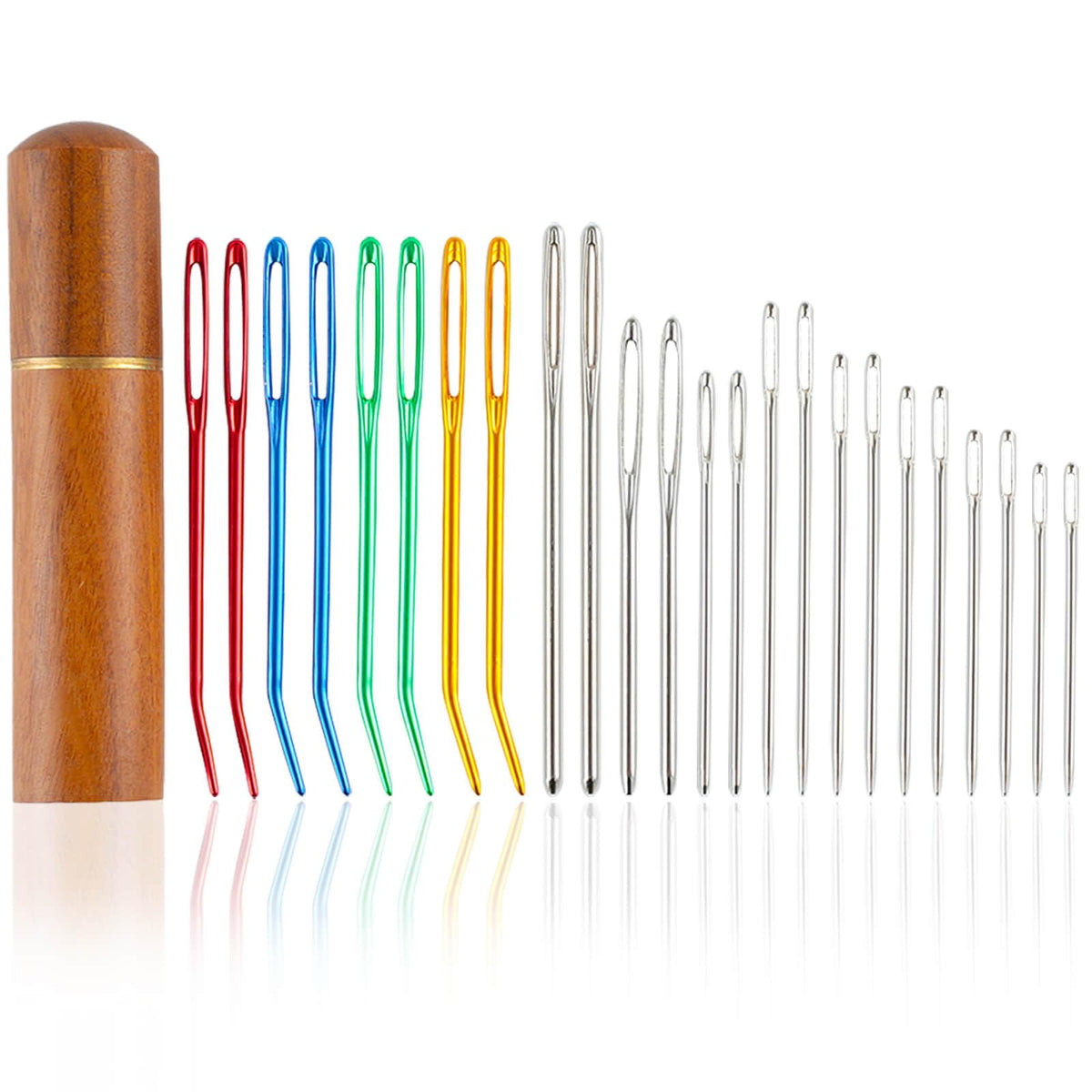 24pcs Large Eye Sewing Needles Kit, Stainless Steel Blunt Darning Need ...