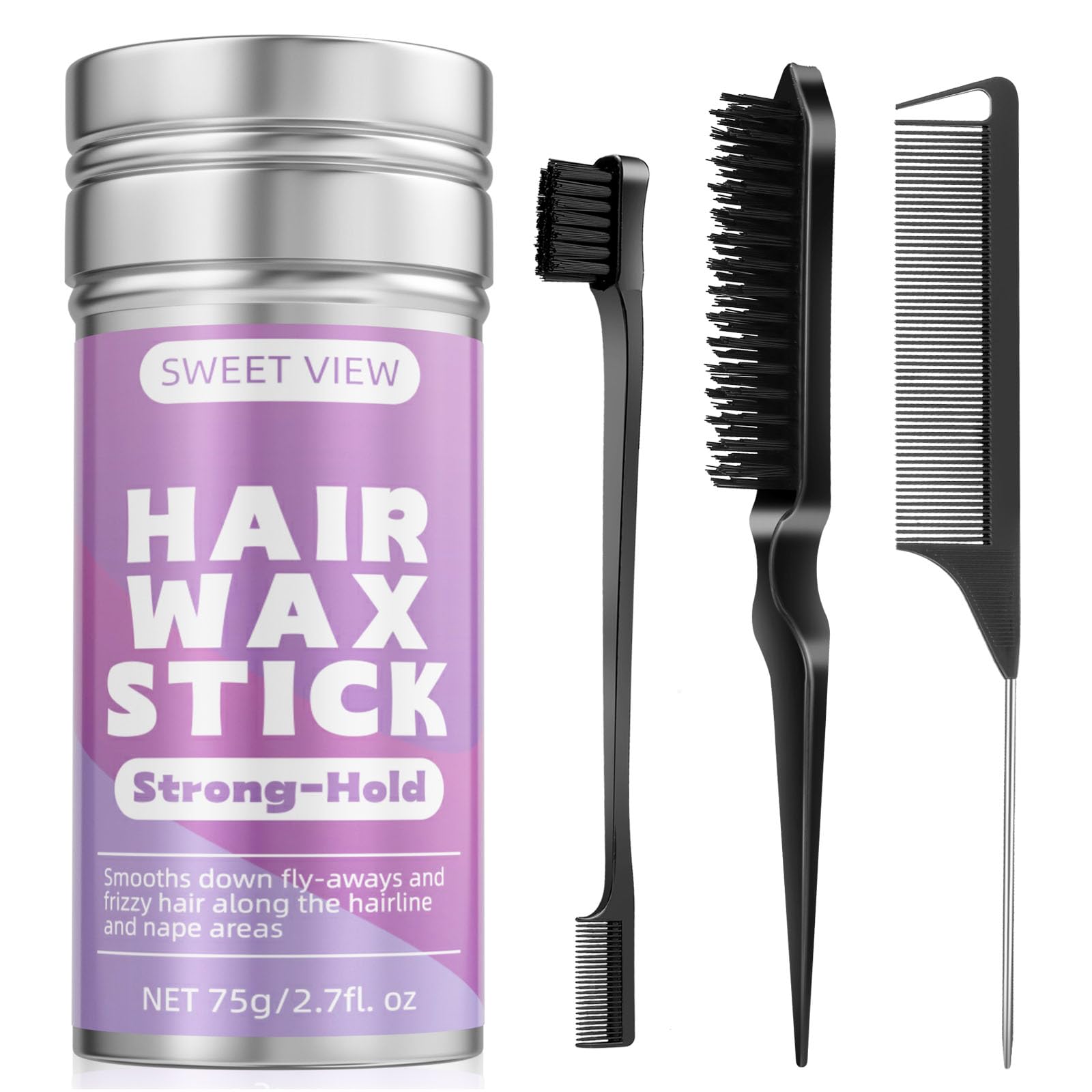 SWEET VIEW Hair Wax Stick ⁘ Slick Back Hair Brush, Hair Pomade/Balm fo ...